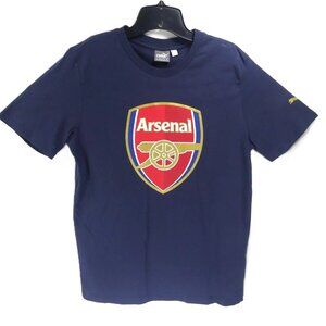 Puma Arsenal Mens Blue S FC Gunners Shield Logo Retro Shirt EPL Soccer Football